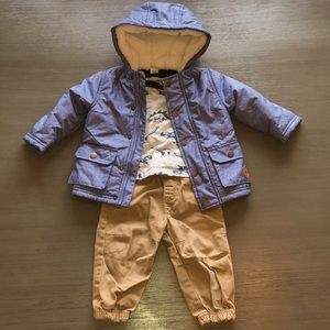 3 piece set Little Me Coat shirt & pants EUC 12M
